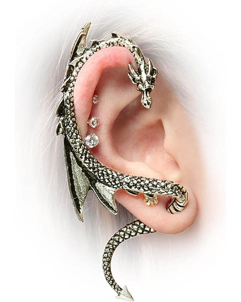 Punk Dragon Ear Cuff Earrings Gold Dragon Cuff Wrap Crawler Earrings Vintage Metal Dragon Crawler Cartilage Earring Gothic Dr...