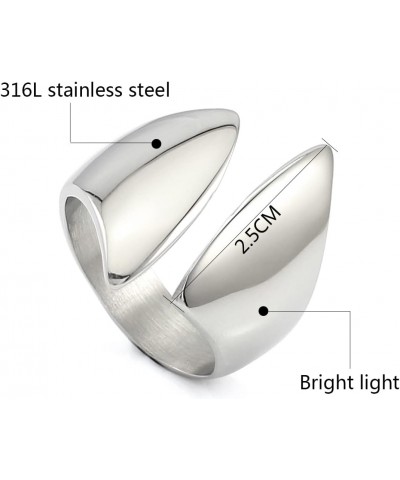 Punk Stainless Steel Silver Open Cuff Ring Midi Band Knuckle Rings Finger Statement Rings for Women Ladies $10.09 Rings