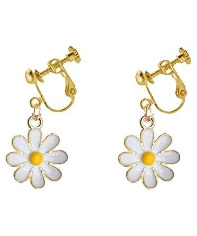 Daisy Clip on Earrings Daisy Flower Earrings for Non Pierced Flower Earrings Short-white $8.11 Earrings