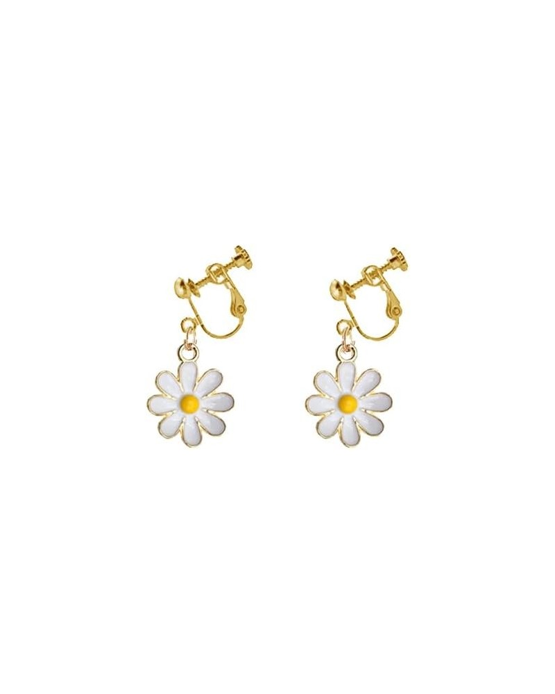 Daisy Clip on Earrings Daisy Flower Earrings for Non Pierced Flower Earrings Short-white $8.11 Earrings