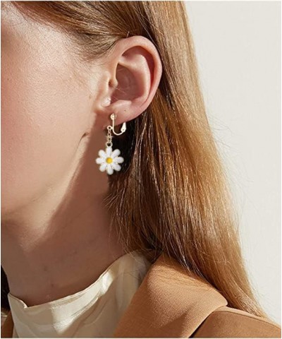 Daisy Clip on Earrings Daisy Flower Earrings for Non Pierced Flower Earrings Short-white $8.11 Earrings