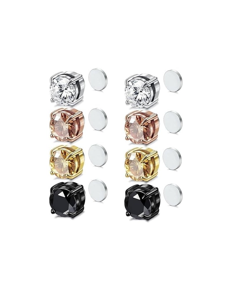 Magnetic Stud Earrings Sets 4 Pair Multipack Fashion Popular Magnet Cubic Zirconia Stud Earrings Clip Ons Earrings for Women ...