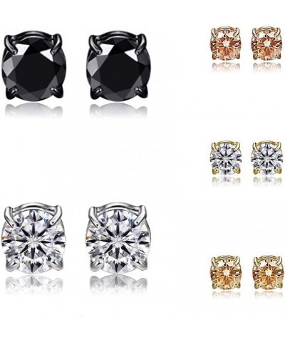 Magnetic Stud Earrings Sets 4 Pair Multipack Fashion Popular Magnet Cubic Zirconia Stud Earrings Clip Ons Earrings for Women ...