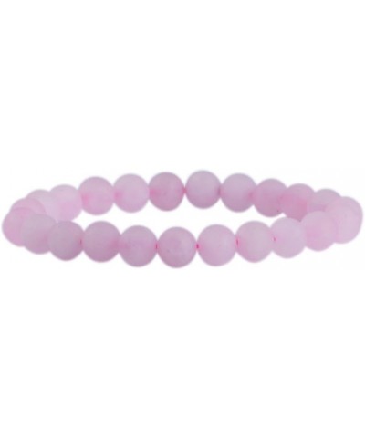 Gem Semi Precious Gemstone 8mm Round Beads Stretch Bracelet 7 Inch Unisex Matt Rose Quartz $10.44 Bracelets