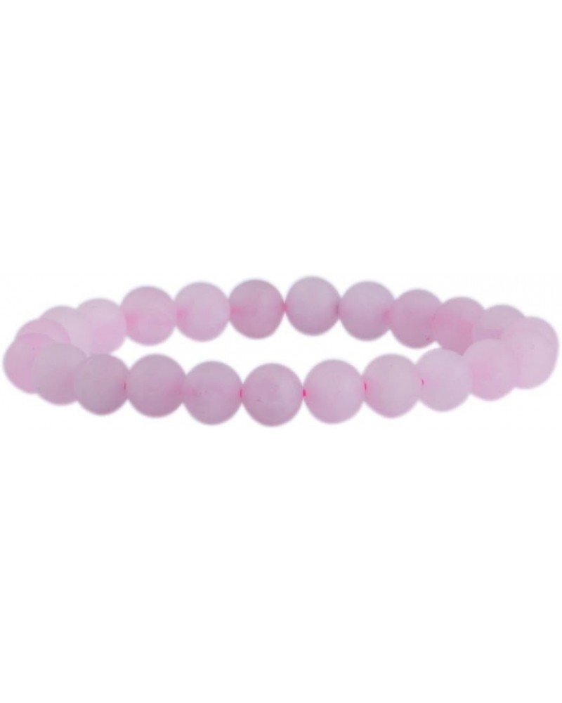 Gem Semi Precious Gemstone 8mm Round Beads Stretch Bracelet 7 Inch Unisex Matt Rose Quartz $10.44 Bracelets