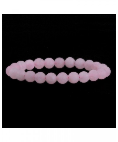 Gem Semi Precious Gemstone 8mm Round Beads Stretch Bracelet 7 Inch Unisex Matt Rose Quartz $10.44 Bracelets