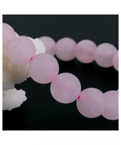 Gem Semi Precious Gemstone 8mm Round Beads Stretch Bracelet 7 Inch Unisex Matt Rose Quartz $10.44 Bracelets