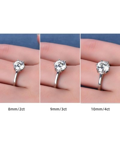 1/2/3/4 Carat Moissanite Engagement Rings for Women, 925 Sterling Silver Solitaire Round Cut (10mm) Diamond Wedding Band D-E ...