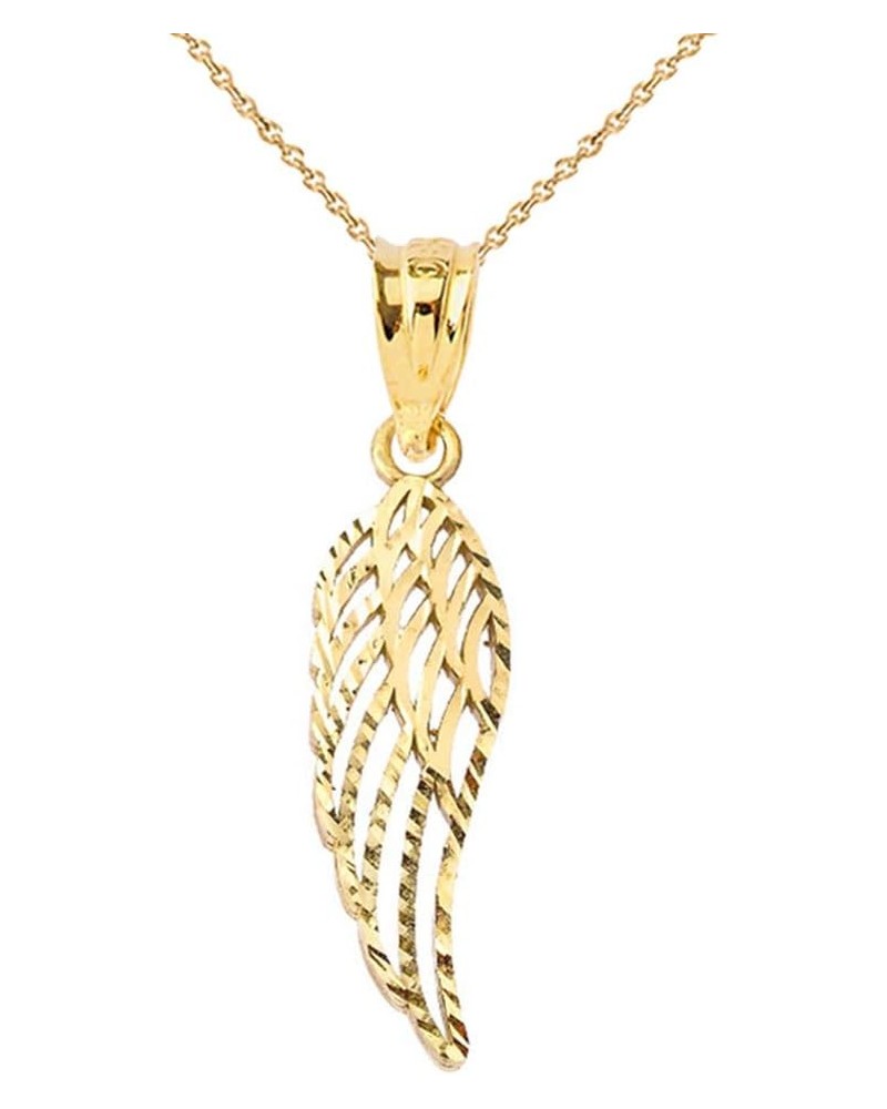 Certified 14k Gold Sparkle-Cut Open Angel Wing Pendant Necklace Yellow Gold 18.0 Inches $97.99 Necklaces