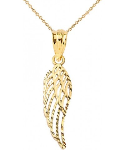 Certified 14k Gold Sparkle-Cut Open Angel Wing Pendant Necklace Yellow Gold 18.0 Inches $97.99 Necklaces