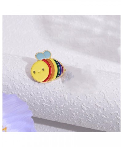 Cute Cartoon Bee Animal Brooch Pin for Women Girls Gold Plated Fashion Enamel Rainbow Colorful Flying Honeybee Insect Brooche...