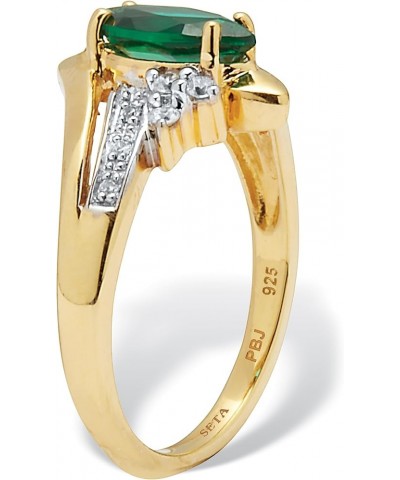 PalmBeach Marquise Cut Created or Genuine Gemstone and Round Cubic Zirconia Ring Sizes 5-10 Green Emerald/18k Gold-Plated Ste...