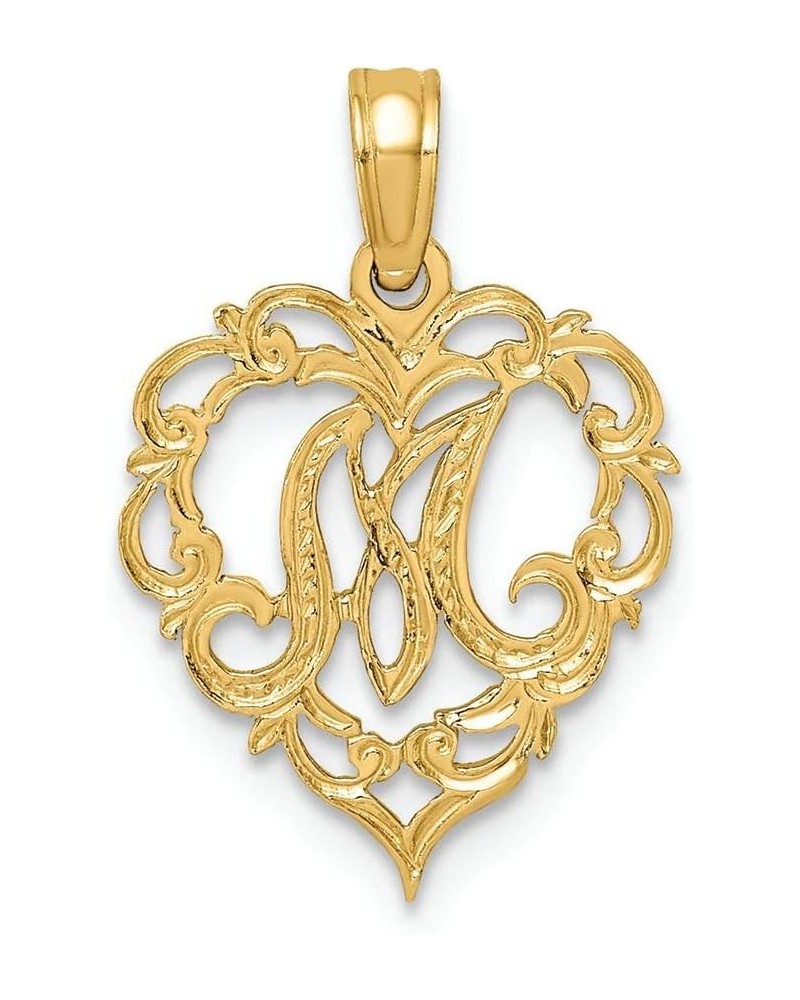 14k Yellow Gold Script Initial in Heart Charm M $46.55 Bracelets