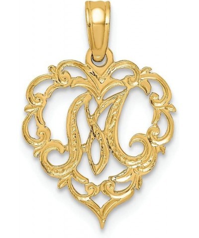 14k Yellow Gold Script Initial in Heart Charm M $46.55 Bracelets