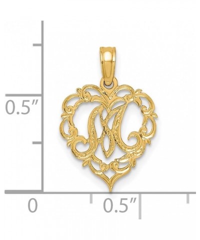 14k Yellow Gold Script Initial in Heart Charm M $46.55 Bracelets