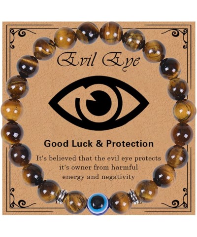 Evil Eye Bracelet Healing Crystal Beaded Bracelet Adjustable Stretch Bracelet Good Luck Bracelet for Women Men Natural Stone ...