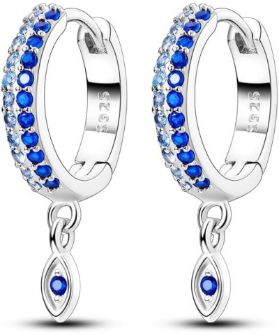 925 Sterling Silver Hoop Earrings Huggie Earrings Colorful Cubic Zirconia Hypoallergenic Small Hoop Earrings for Women Blue E...