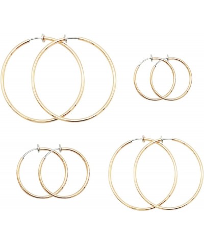 Large Clip On Earrings 4PCS Different Size Gold Silver Black Rose Gold Tone 0.98IN .18IN .57IN .96IN 4PCS Stainless Hoop Earr...