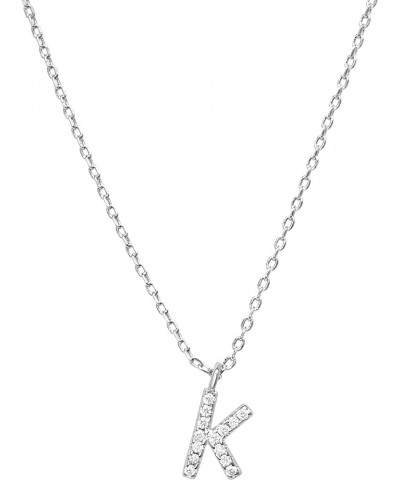 Initial Necklaces for Women Dainty Chain Necklace Cubic Zirconia Pendant K White $8.30 Necklaces