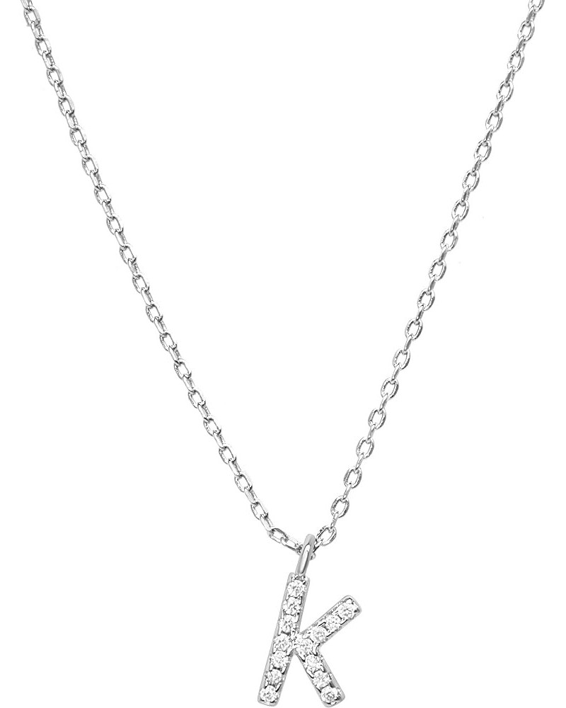 Initial Necklaces for Women Dainty Chain Necklace Cubic Zirconia Pendant K White $8.30 Necklaces