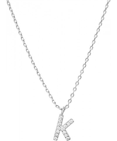 Initial Necklaces for Women Dainty Chain Necklace Cubic Zirconia Pendant K White $8.30 Necklaces