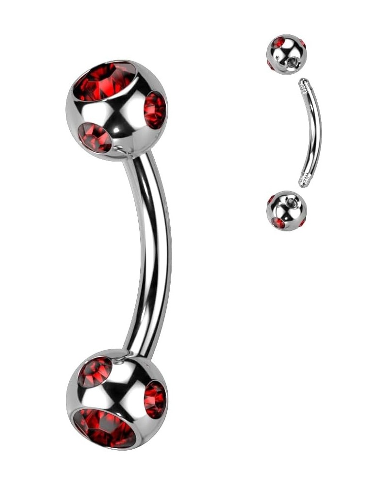 Multi Gemed 4mm Balls 316L Surgical Steel Eyebrow Curve Red $7.64 Body Jewelry