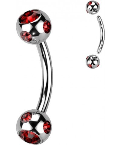 Multi Gemed 4mm Balls 316L Surgical Steel Eyebrow Curve Red $7.64 Body Jewelry