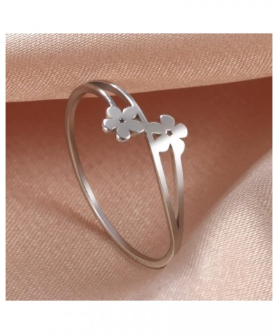 Daisy Flower Rings for Women 18K Gold Minimalist Stacking Ring Lucky Rings Daisy Ring Stainless Steel Statement Finger Band R...