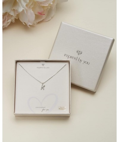 Initial Necklaces for Women Dainty Chain Necklace Cubic Zirconia Pendant K White $8.30 Necklaces