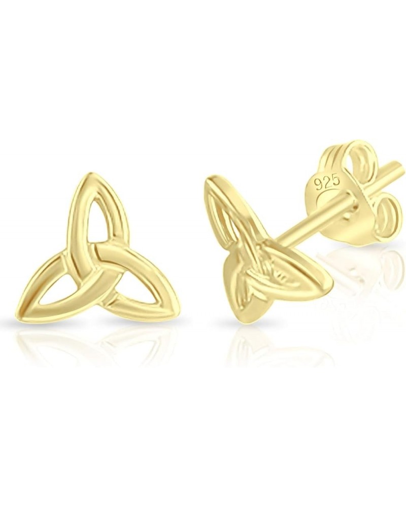 925 Sterling Silver, 24K Yellow or 18K Rose Gold Plated - TINY/VERY SMALL Fashion Studs Earrings - Celtic Trinity Knot/Trique...