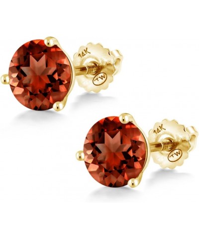 14K Yellow Gold Stud Earrings For Women | Round 6MM | Gemstone Birthstone | 3 Prong Martini Screw Back Earrings Garnet, Janua...