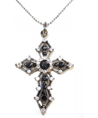 Sparkling Simulated Rhinestone Cross Pendent Chain Necklace Jet Black $9.39 Necklaces