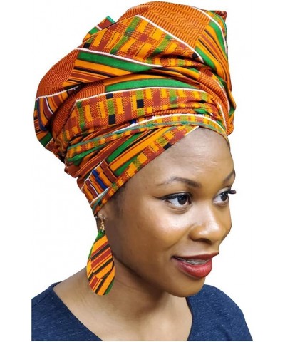 African Print Kente Fabric Wrapped Double leaf Fishhook Earrings $12.75 Earrings