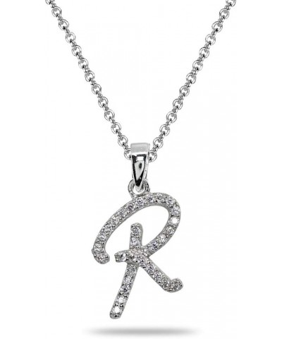 Sterling Silver Cubic Zirconia Alphabet Letter Name Personalized Pendant CZ Initial Necklace for Women Girls R $16.49 Necklaces