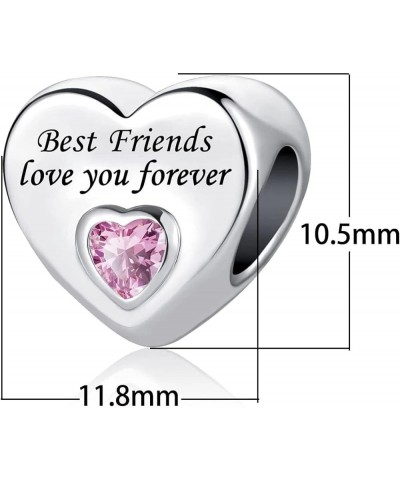 Pink Crystal Heart Love Charm for Dad Mom Daughter Sister Auntie Wife Grandma Friends Compatible With Pandora Charms Bracelet...