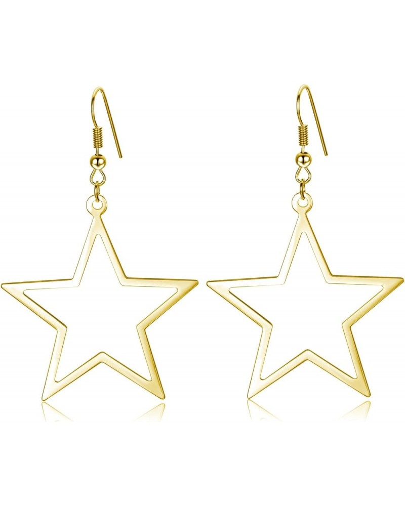 Simple Star Earrings for Women, Hollow Star Dangle Drop Earrings Gold $6.83 Earrings