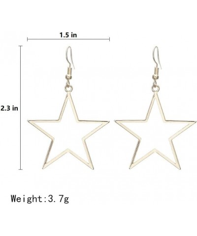 Simple Star Earrings for Women, Hollow Star Dangle Drop Earrings Gold $6.83 Earrings