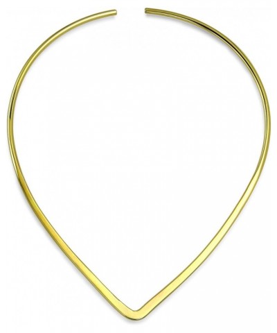 Slender Simple Slider Modern Choker V Shape Twist Braid Rope Collar Necklace For Women Teens Polished 14K Yellow Gold Plated ...