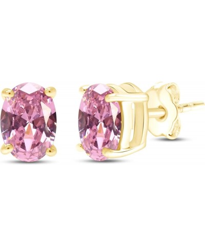 6x4mm Oval Cut Simulated Stud Earrings in 14k Yellow Gold Over Sterling Silver Simulated Tourmaline $22.25 Earrings