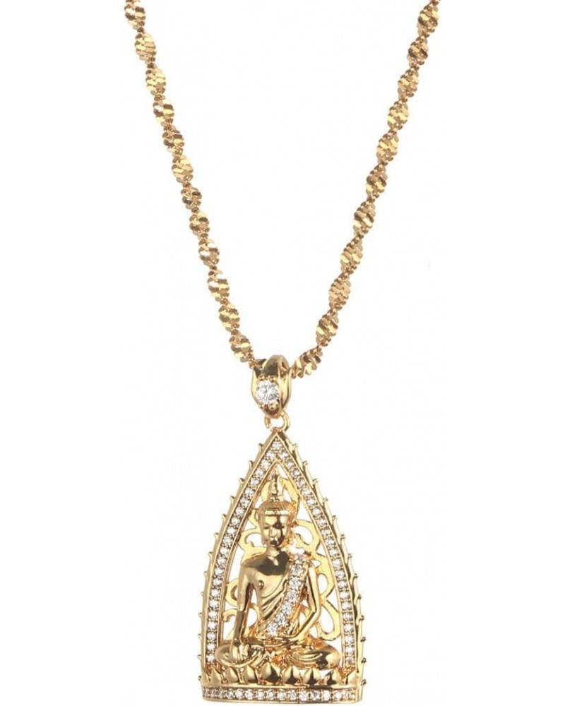 Cambodian Style Garden Buddha Buddhism Pendant Necklaces Thailand Vietnam Laos Cubic Zirconia Jewelry $7.75 Necklaces