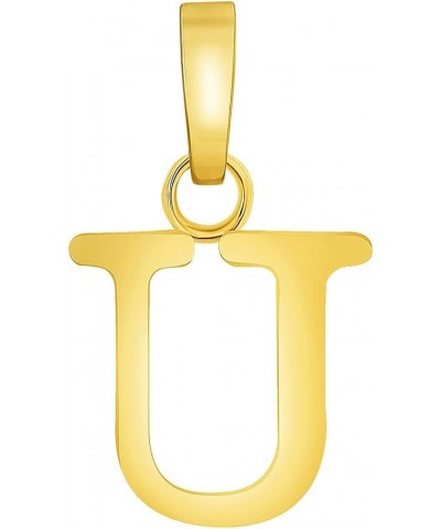 Solid 14k Yellow Gold Mini Uppercase Initial Block Letter Charm Pendant U $30.55 Pendants