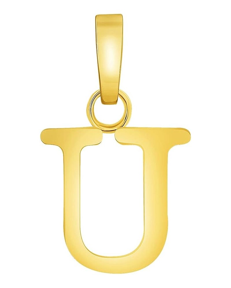 Solid 14k Yellow Gold Mini Uppercase Initial Block Letter Charm Pendant U $30.55 Pendants