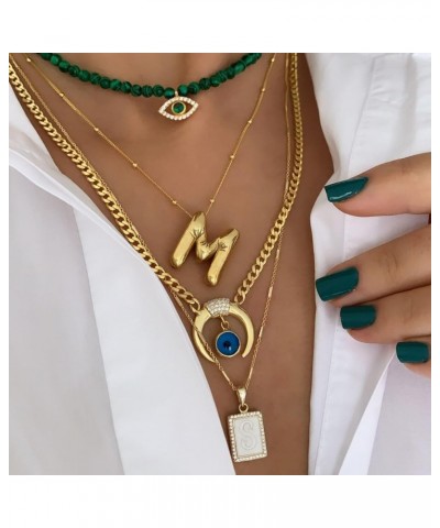 ??????? ????????? for Women Girl, Dainty Gold ??????? ?????? ?????? ????????, 14K Gold Plated Layered Necklaces Puffy Name Pe...