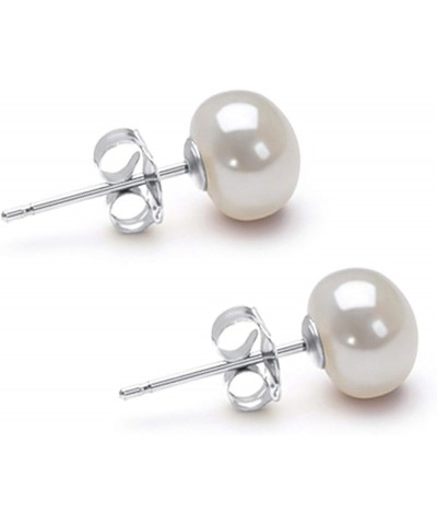 5-11mm White Freshwater Cultured Pearl Earrings Stud for Women 925 Sterling Silver Push Back or Screw Back Settings AA Qualit...