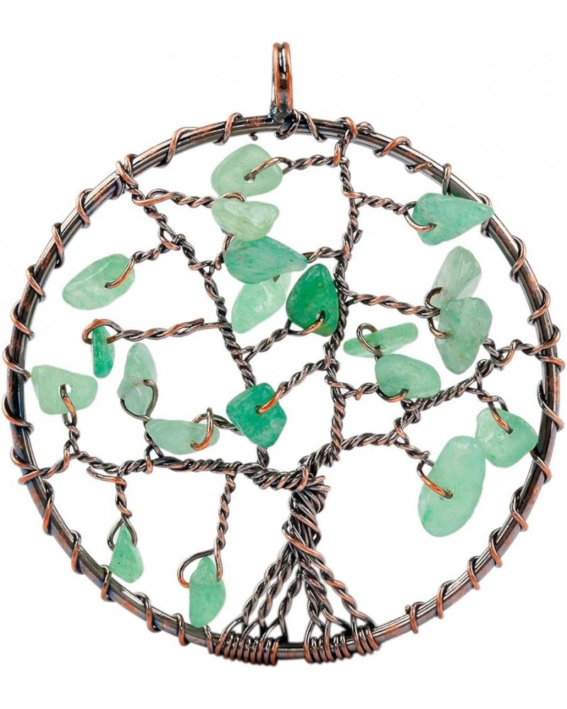 Tumbled Stone Tree of Life Pendant,Handmade Wire Wrapped Heaing Jewelry alloy green aventurine necklace $10.56 Necklaces