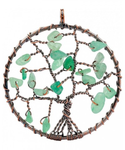 Tumbled Stone Tree of Life Pendant,Handmade Wire Wrapped Heaing Jewelry alloy green aventurine necklace $10.56 Necklaces