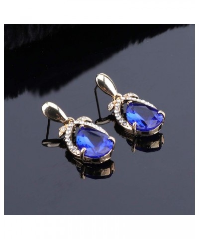 Women's CZ Crystal Zircon Teardrop Necklace Earrings Prom Bridal Wedding Accessories Jewelry Set And Boxes 4pcs Blue $9.19 Je...