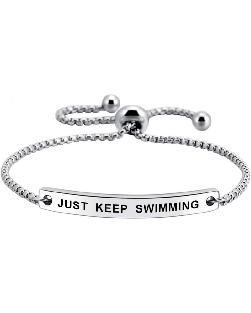 Just Keep Swimming Inspirational Cuff Expandable Bracelet Motivational Jewellery Amazing Gift $10.63 Bracelets