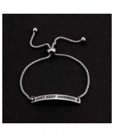 Just Keep Swimming Inspirational Cuff Expandable Bracelet Motivational Jewellery Amazing Gift $10.63 Bracelets