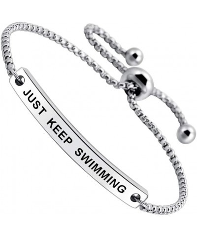 Just Keep Swimming Inspirational Cuff Expandable Bracelet Motivational Jewellery Amazing Gift $10.63 Bracelets